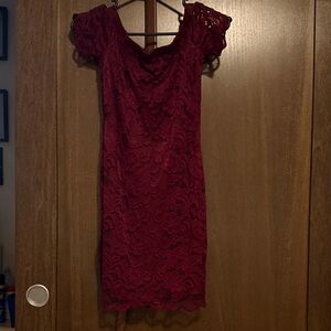 Ambiance Burgundy Lace Mini Dress